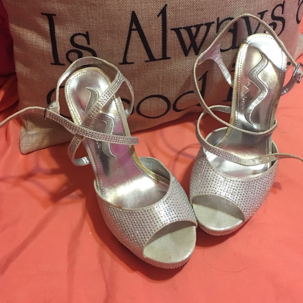 Cute silver sparkly heels